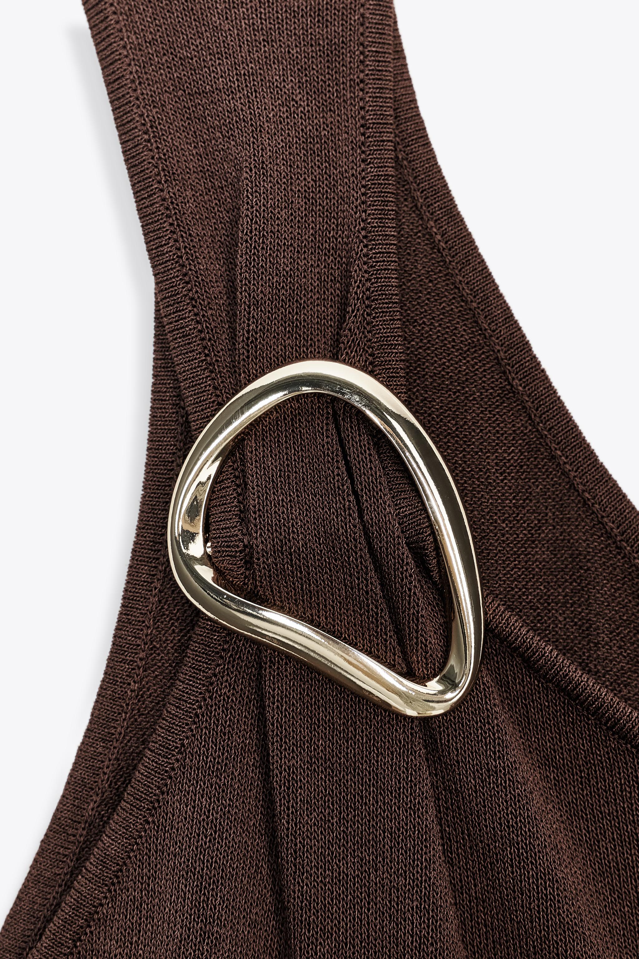 ASYMMETRIC KNIT MIDI DRESS WITH APPLIQUÉ